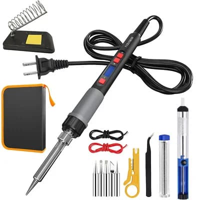 Kit Saldatore ILIBILIB 90W 110V, Riscaldamento Rapido in 10s, Display LCD, Temperatura Regolabile, Pistola per Saldatura Termostatica