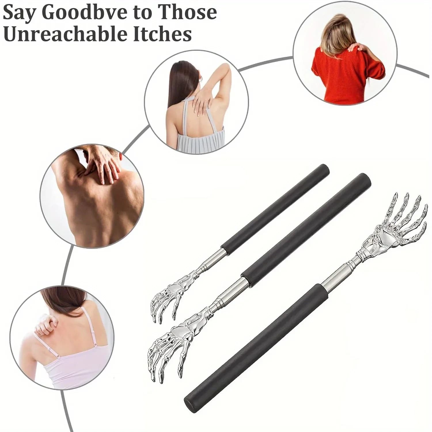 Stainless Steel Telescoping Back Scratcher Portable Extendable Pet Relief Human Back Massager