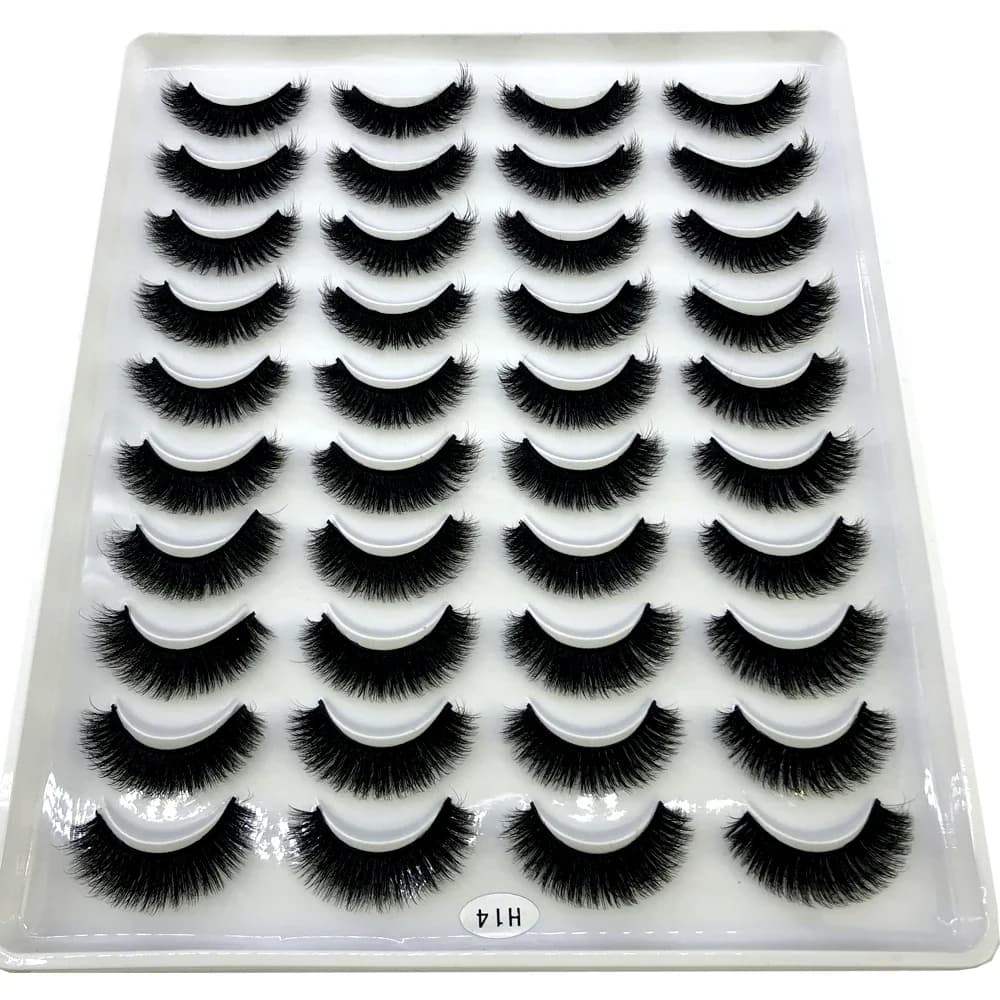 AMSDCN 20 pairs of natural 3D long fake eyelashes in mink, fake eyelash makeup kit, facial hair extension, short eyelashes