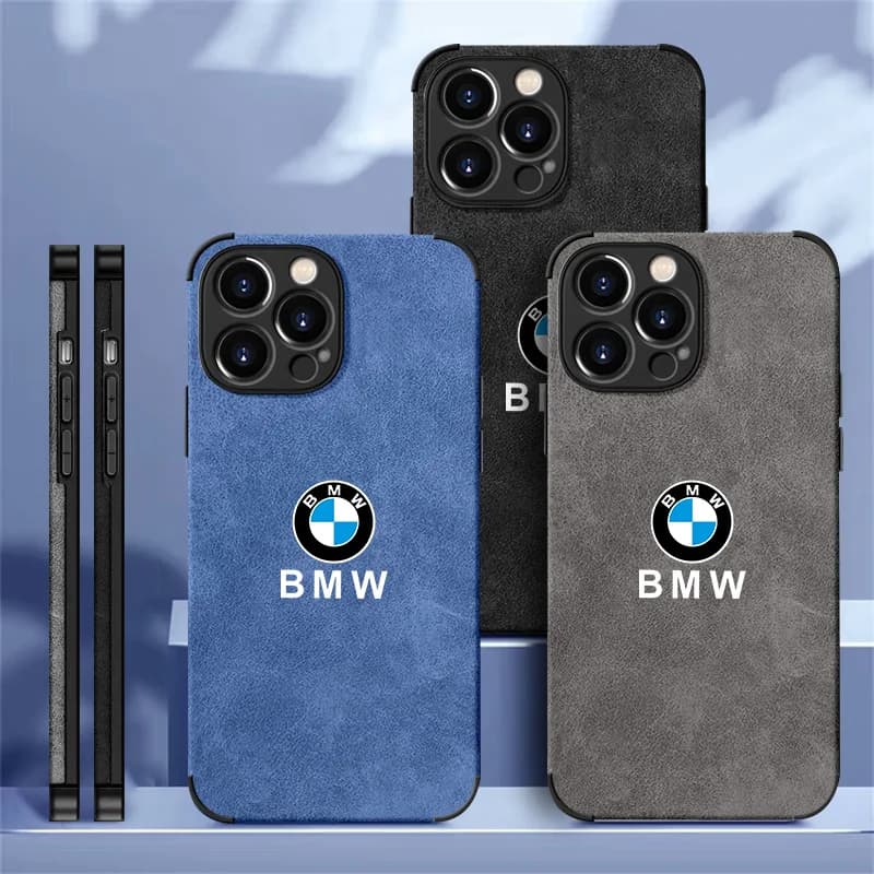 BMW Styling Sudue Phone Case Stickers for iPhone 16 Pro 11 12 Mini 13 14 Pro 15 Pro Max 7 8 Plus XR XS MAX Black Soft Edge Cover
