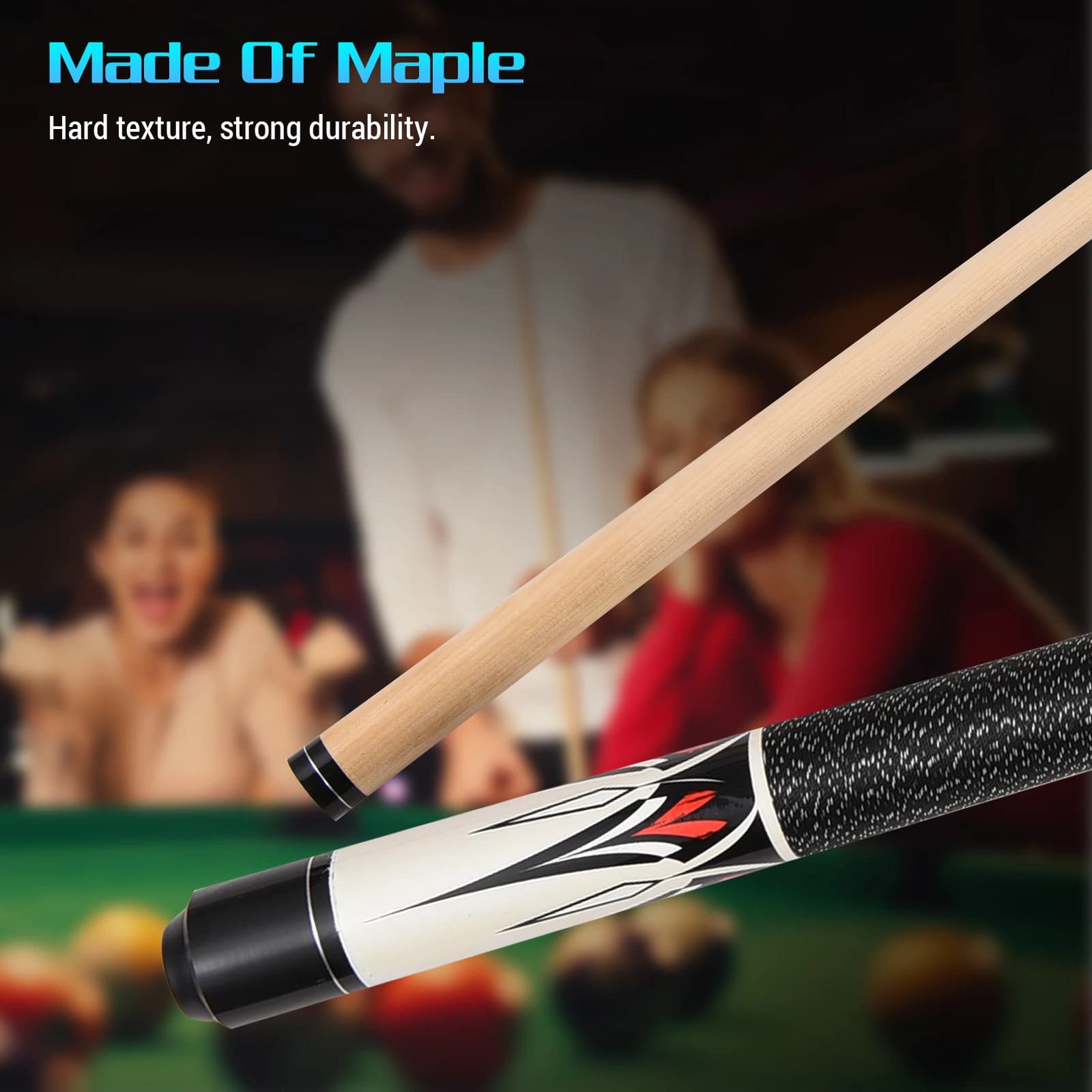147cm Maple Pool Cue 13mm Big Head Double Section Anti-slip Grip Nine-ball Black Eight Billiard Stick For Entertainment Practice
