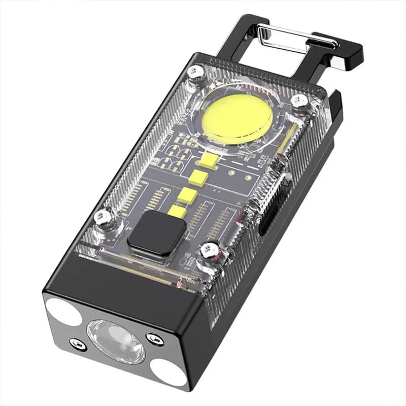 Mini torcia solare a LED con portachiavi, ricaricabile tramite USB, luce da lavoro COB, lampada portatile con forte adsorbimento magnetico per il campeggio notturno