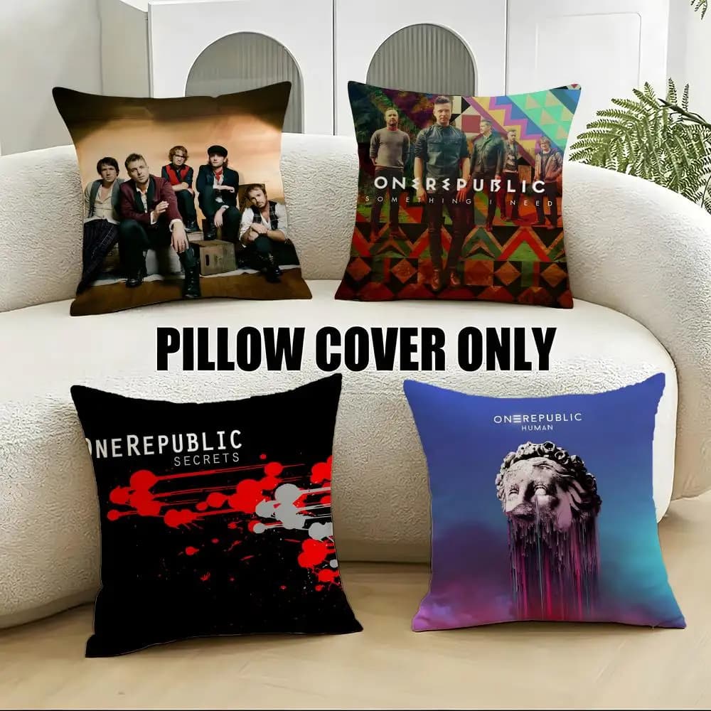 Pop O-OneRepublicS Cushion Cover 4Pcs Soft Plush Throw Pillow Covers 40x40 45x45 for Sofa Bedroom