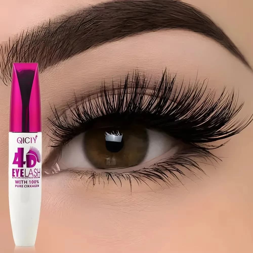 Black 4D Mascara Waterproof Extra Long Natural Curling Mascara Volume Lasting Smudge-Resistant Big Eye Makeup Novice Quick Start