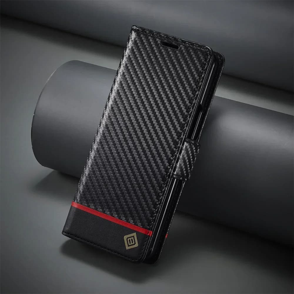 Luxury Carbon Fiber PU Leather Case for Samsung Galaxy Z Fold 7 6 5 4 3 Fold7 Fold6 5G Phone Case Wallet with Card Holder