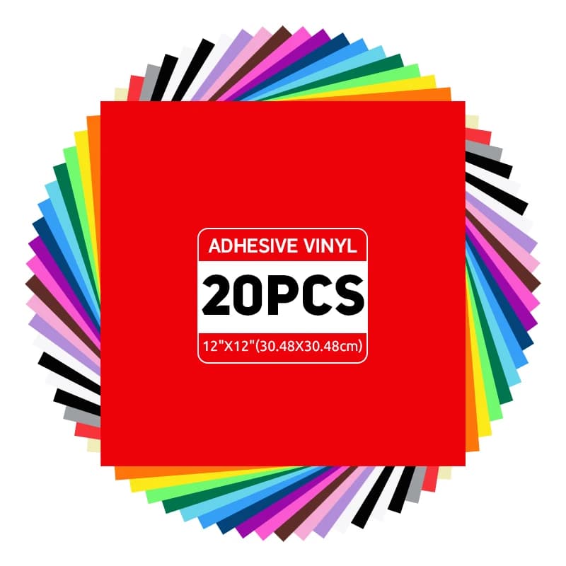 Vinile adesivo da 12 * 12 pollici, vinile permanente da 20 pezzi per macchina Cricut, per cartelli, scrapbooking, decalcomanie per auto, frese artigianali