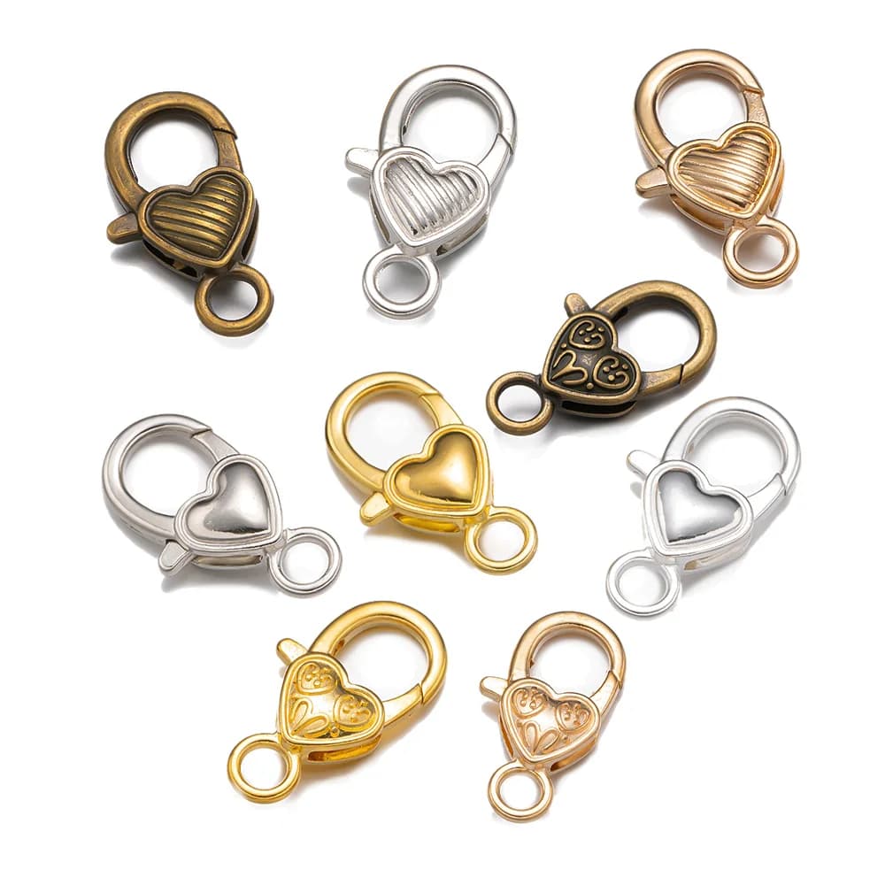 10 moschettoni con gancio a moschettone a forma di cuore per portachiavi fai da te, gioielli, portachiavi, creazione artigianale, accessori, materiale