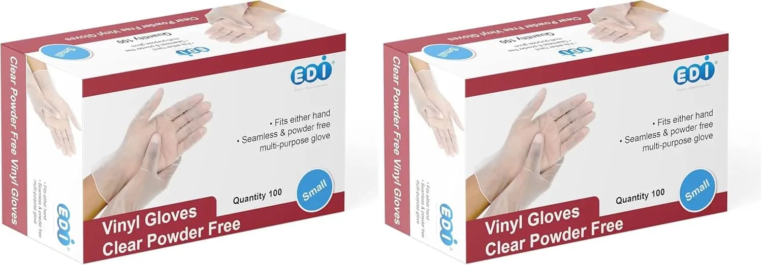 Disposable Vinyl Gloves - Powder-Free, Latex-Free, Food Safe, Bulk Box of 100