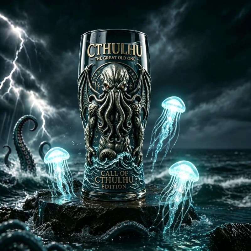 Tazza in Vetro con Stampa di Polpo dei Mitologia di Cthulhu, Bicchiere Gotico per Whisky e Cocktail, Decorazioni per Bar e Casa