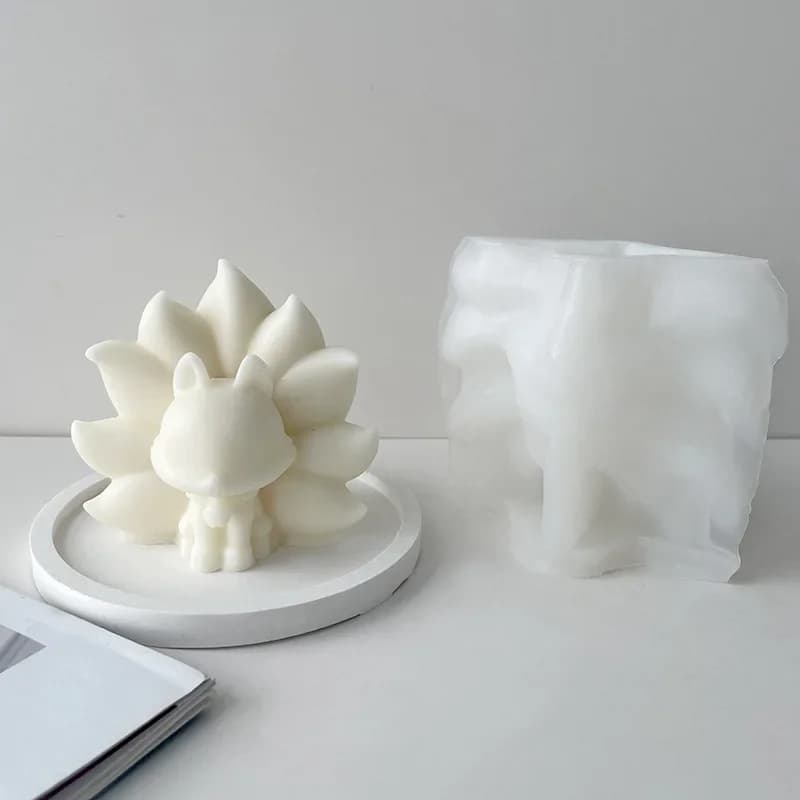 Crystal Drip Three-dimensional Nine-tailed Fox Silicone Mold DIY Nine-tailed Fox Aromatherapy Candles Table Ornaments Moulds