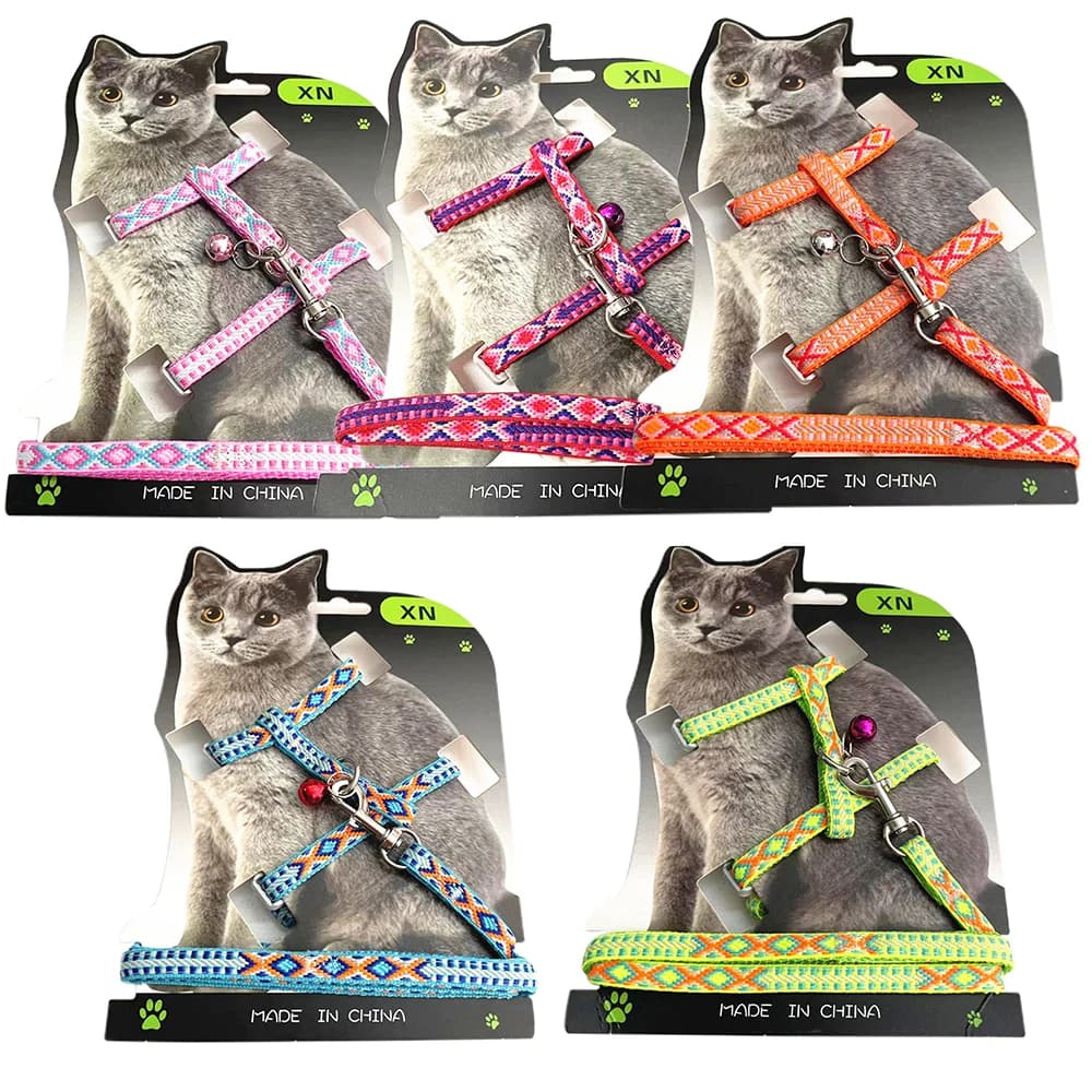 Set di imbracatura e guinzaglio per cani e gatti regolabili gilet in Nylon guinzaglio da passeggio per gattino cucciolo di gatti Set di guinzaglio per cani di piccola taglia Chihuahua
