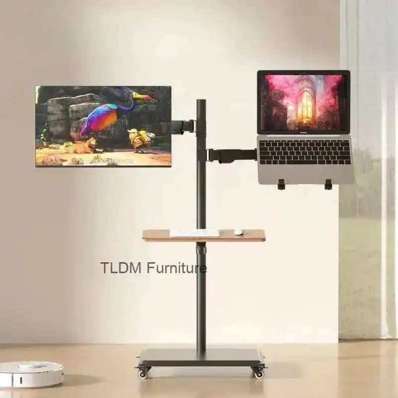 Monitor Tastiera mobile Supporto da pavimento Supporto da ufficio Laptop Altezza di sollevamento Scrivania Braccio crescente Escritorio Para Compuradora