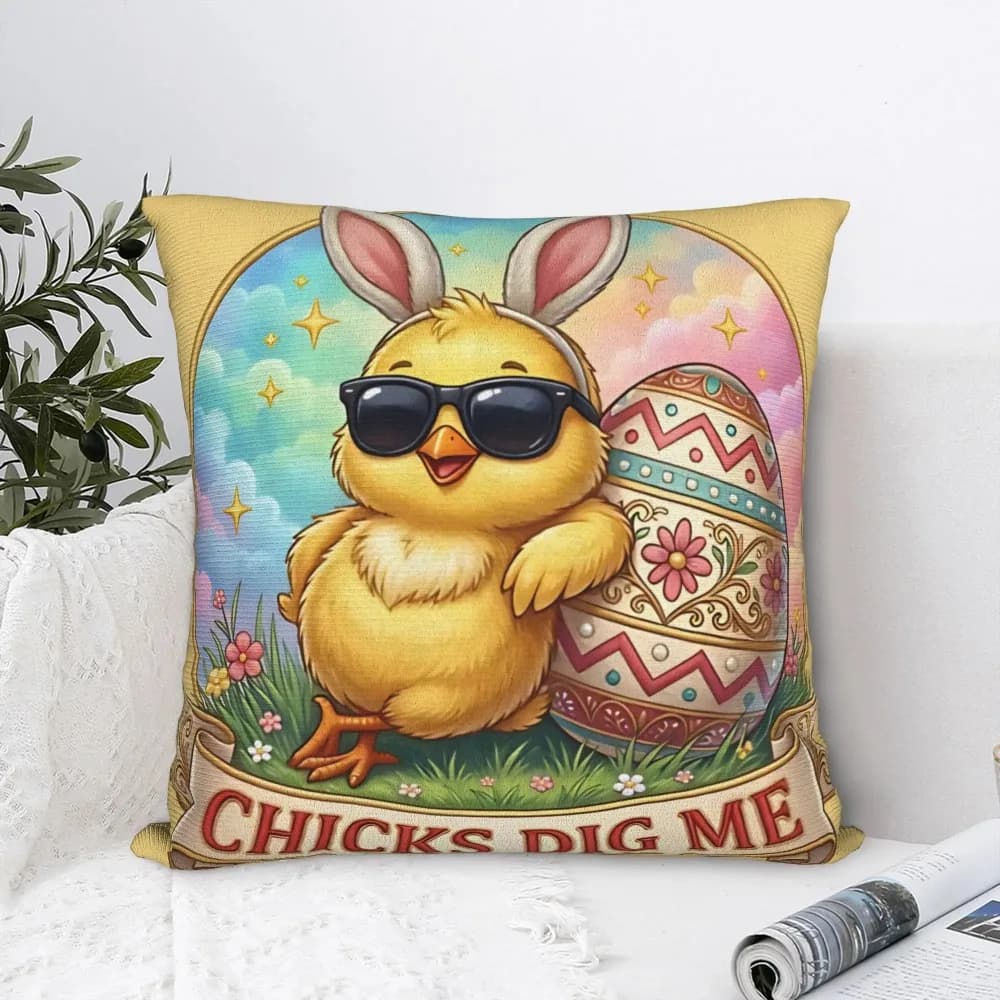 Fodera per cuscino stampata fronte-retro con motivo Cute Chicks Dig Me, 1 pezzo, divertente fodera decorativa per divano, ufficio, auto e testiera del letto