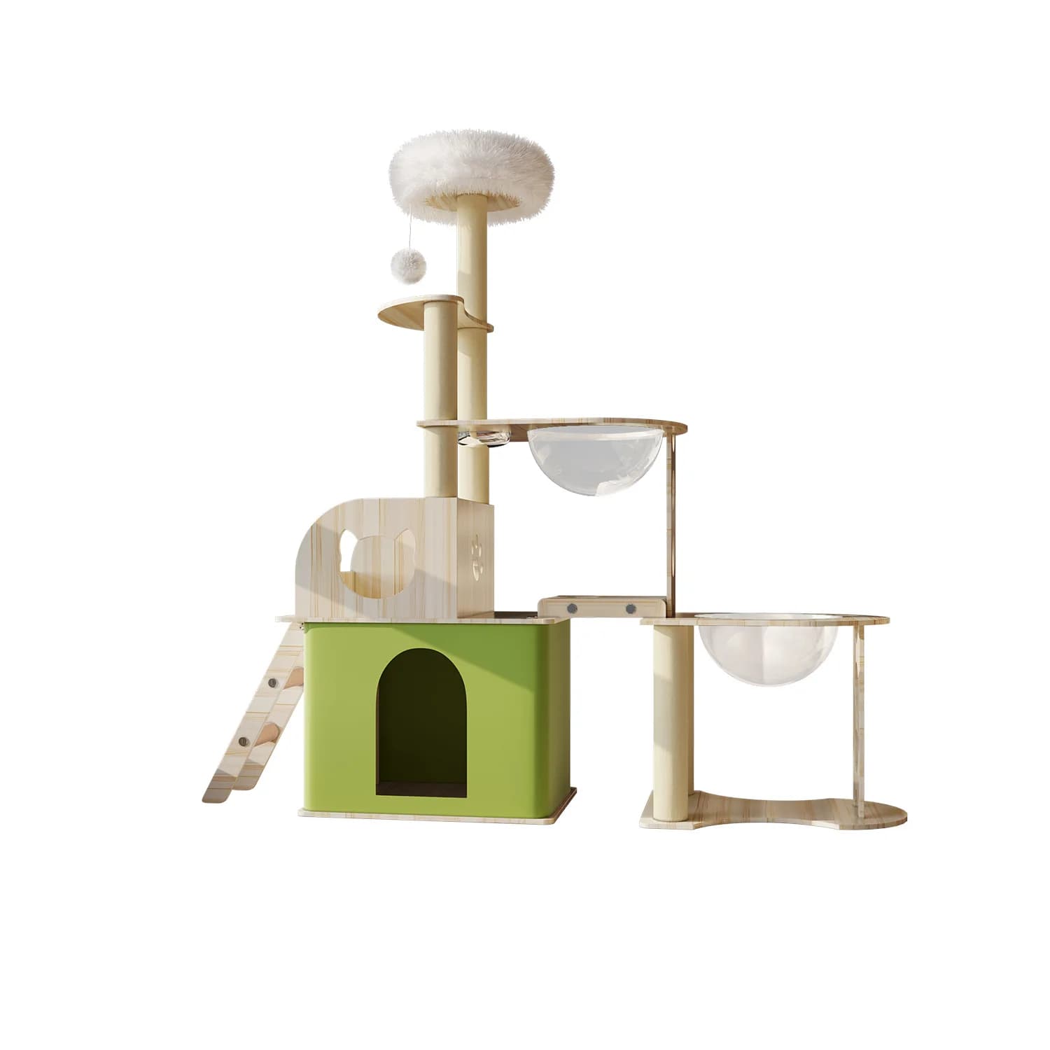 Double Space Capsule Cat Tree, Large Small Cat Climbing Frame with Condo, 2-in-1 Pet Furniture, Durable and Stable Design