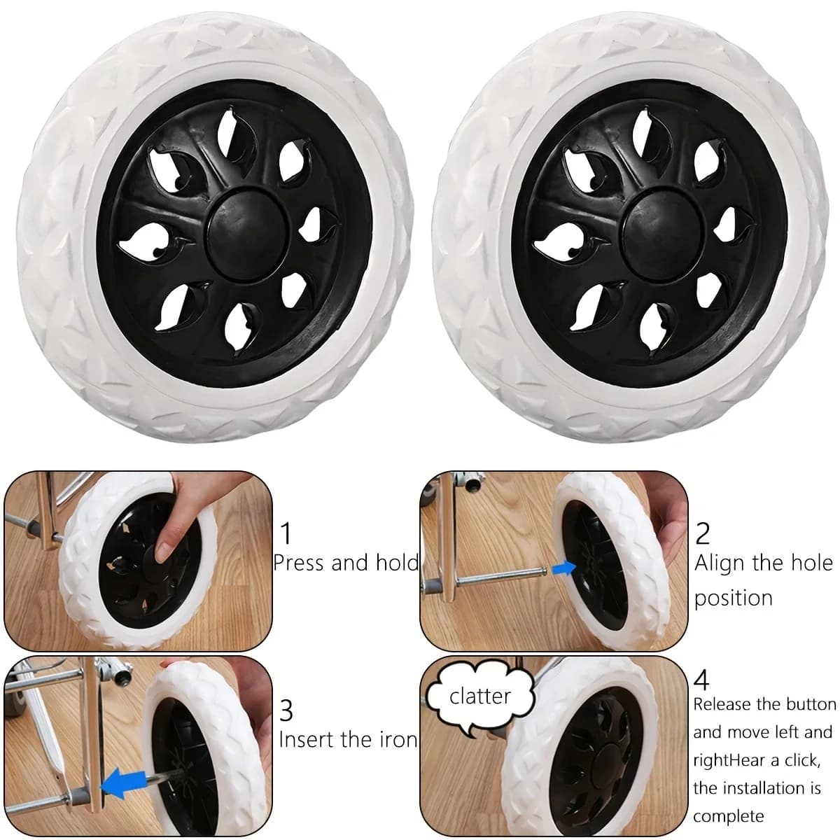 2Pcs 6.5 Inch Shopping Cart Wheels Trolley Caster Replacement Rubber Foaming Anti Slip Tire Wheel Flexible Luggage Accessories