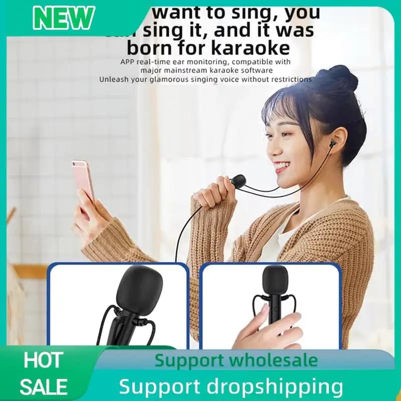 3.5 mm solid-ear sink microphone with mini clip microphone for online class games with live karaoke transmission