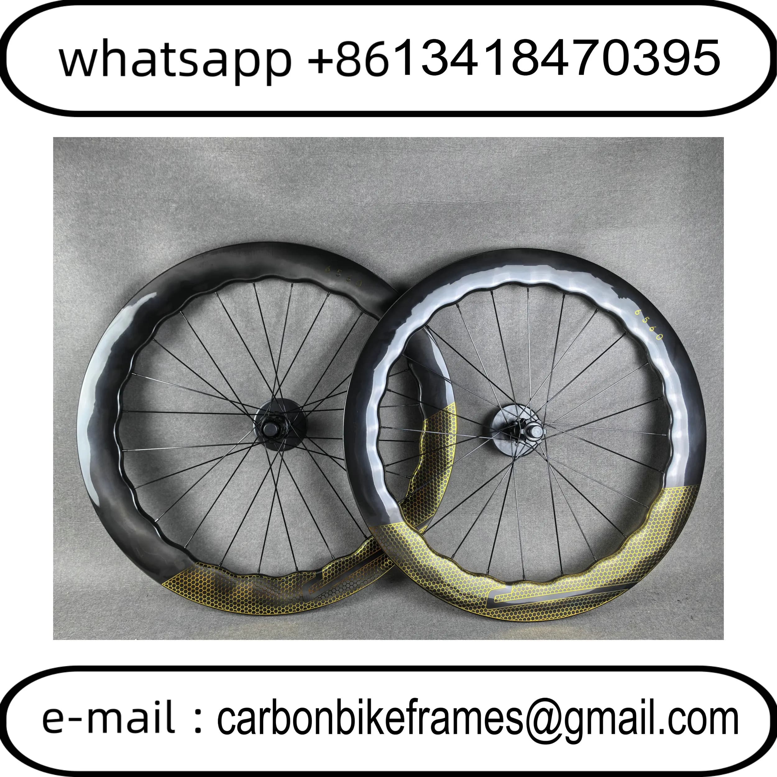 Oro 700c 6560 Ruote per bici da strada in carbonio Set di ruote per bicicletta Freno a disco DT350/DT240/DT180 Copertoncino con mozzo in ceramica/Tubeless Center Lock