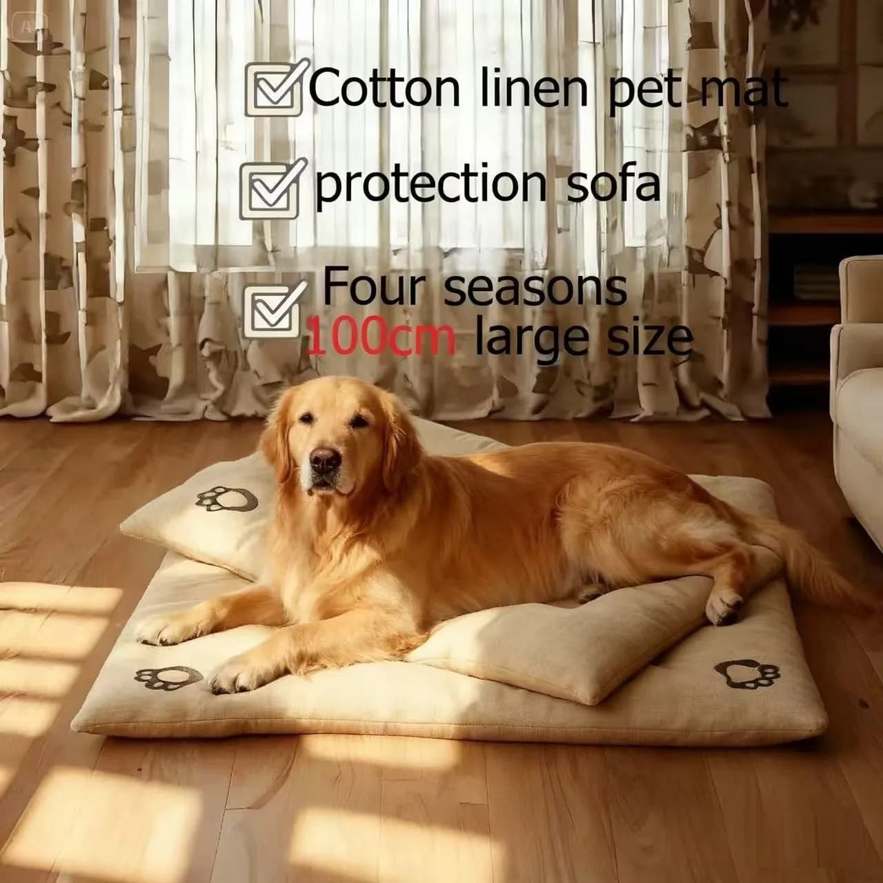 Letti per cani per animali domestici Lettino per cani extra large Divano Letto per gatti Tappetino in cotone e lino per quattro stagioni Tappetino per gatti resistente ai graffi e all'usura