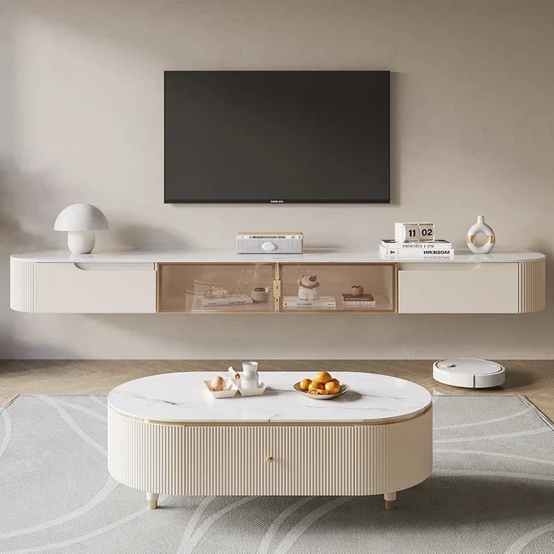 Supports White Floating TV Monitor Mobile Entertainment Floor Display Luxury Supports Nordic TV Furniture