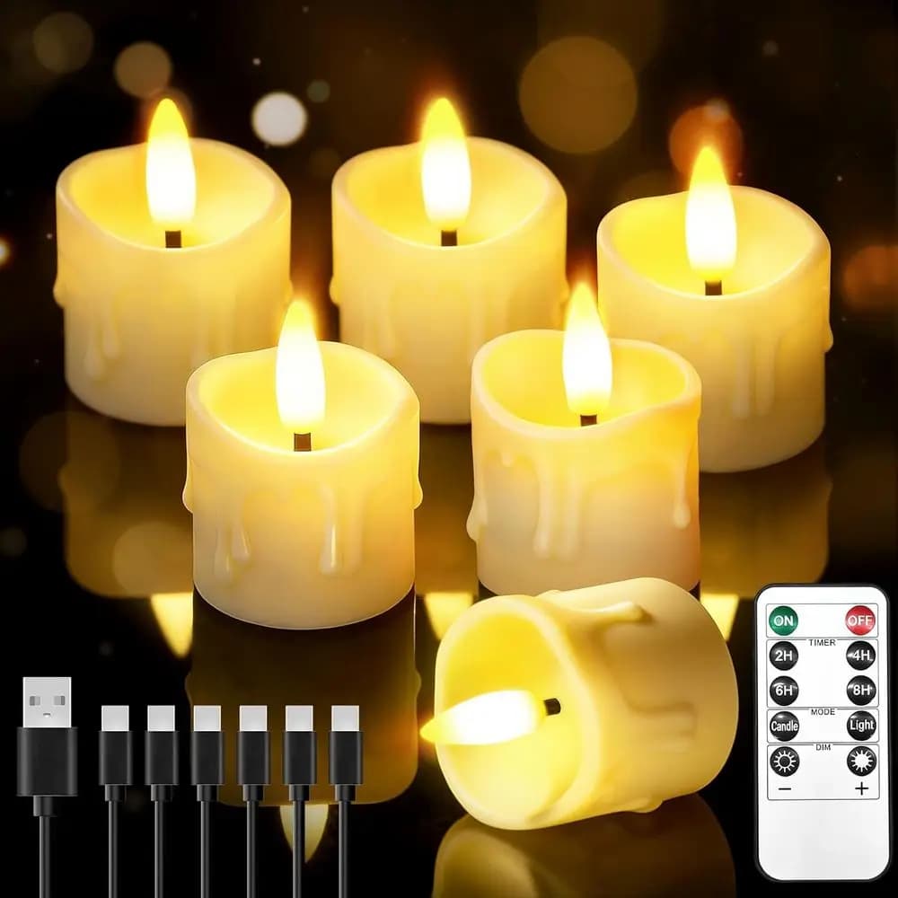 Candele LED Ricaricabili con Telecomando e Timer, Candele Tremolanti a Batteria 1.5x2 per la Festa della Mamma, Anniversari