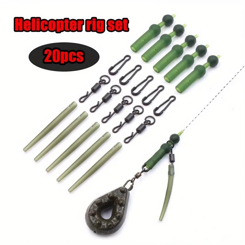 YOTO Set di 20 Pezzi per la Pesca con Elicottero, con Accessori da Pesca come Guaine Anti-Groviglio, Anelli Girevoli, Multipl