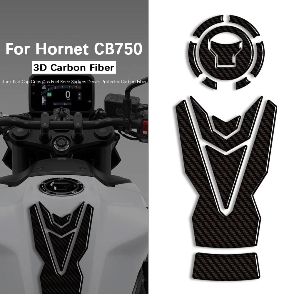 For Hornet 750 CB750 CB 750 Motorcycle Tank Pad TankPad Cap Grips Gas Fuel Knee Stickers Decals Protector Carbon Fiber 2023-2026