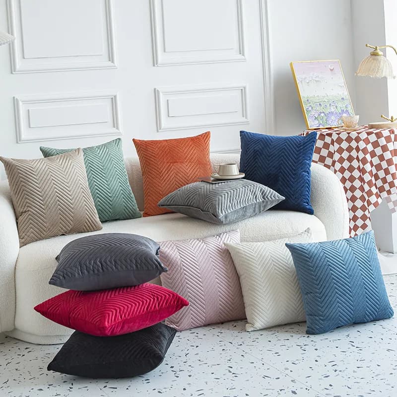 Simple Solid Color New Three-dimensional Quilted Embossed Pillow Cover Sofa Living Room Backrest Cover