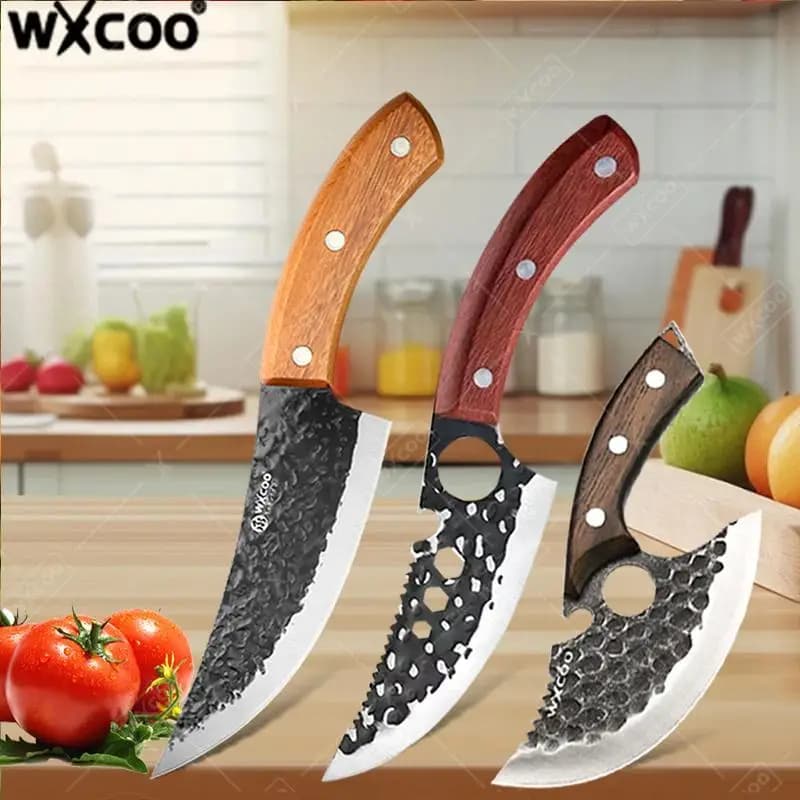Coltello da Cucina Professionale Multifunzione, Coltello da Macellaio Forgiato a Mano, Apribottiglie Affilato, Coltello da Disosso per Barbecue e Cucina