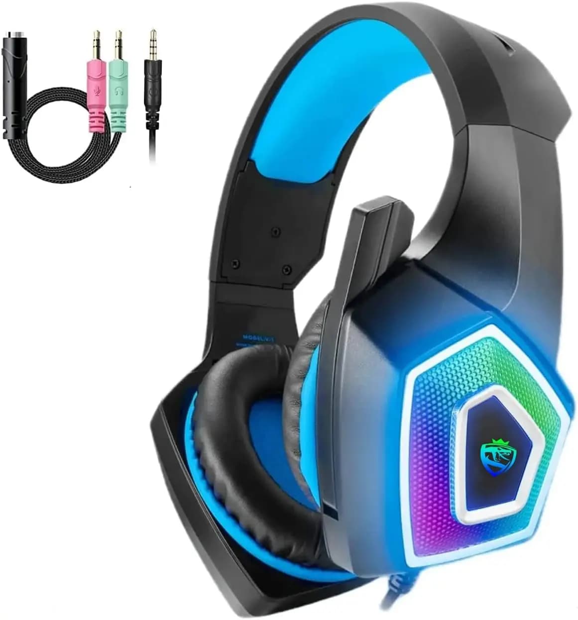 Play headphones with tablet microphone Xbox One PS4PS5 PC Switch, stereo surround sound and LED lights Headphones with noise cancellation