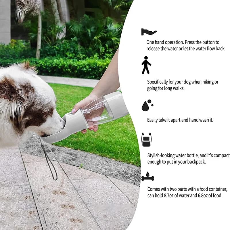 ABNL Water Bottle For Walking Portable Dog Water Dispenser Multifunctional And Detachable Design Combo Food Container