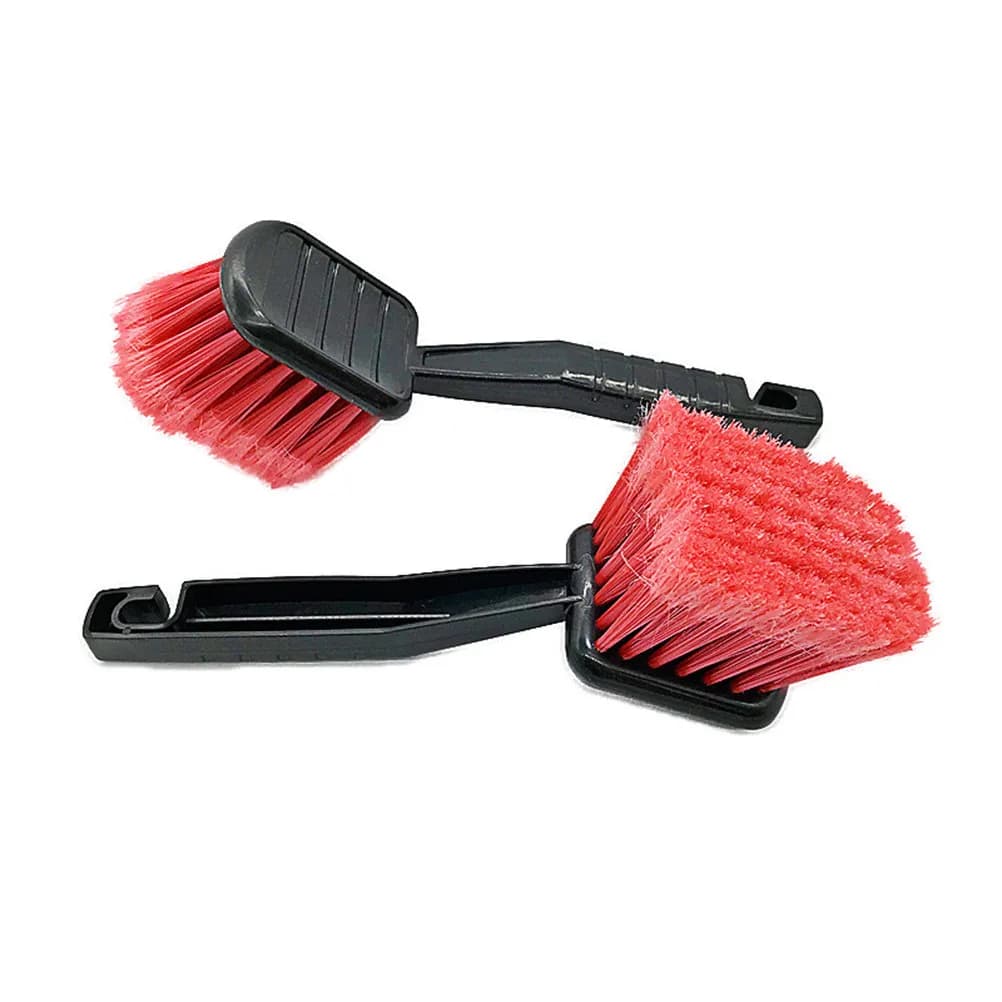 2Pcs Premium Car Detail Cleaning Brush Set with Anti-Slip Grip for Wheels Rims Metal Surfaces Interior Exterior Auto Cleaning
