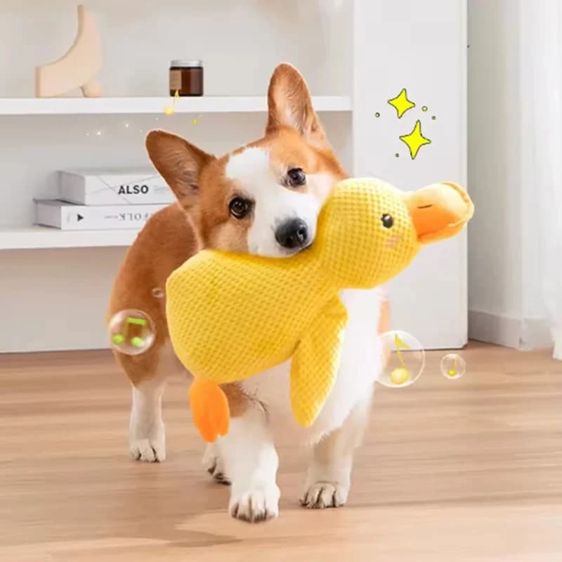 Giocattolo Calmante per Cani a Forma di Anatra in Peluche, Resistente e Sonoro, per la Pulizia dei Denti dei Cuccioli, Accessori per Animali Domestici