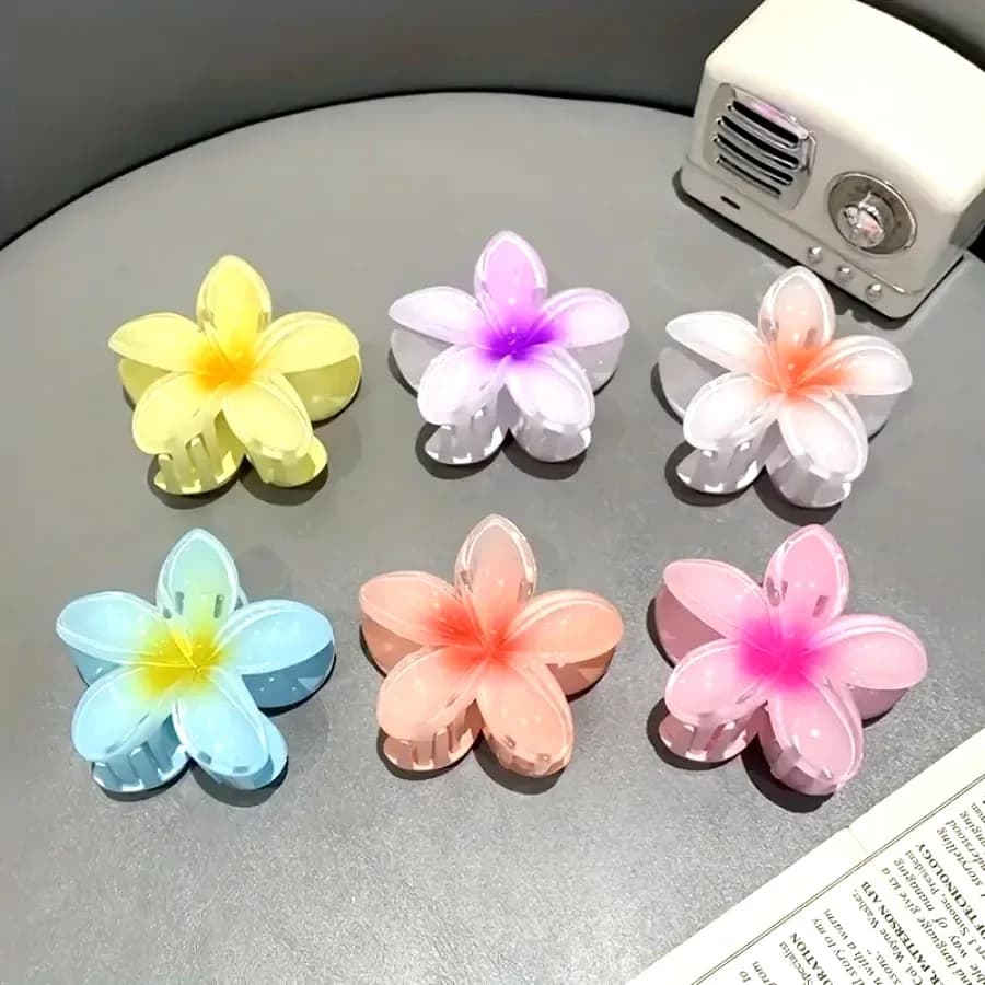 12 Piece Random Mixed Color Egg Flower Clip, Gradient Design, Suitable for Daily Wear and Seaside Styling, Perfect Birthday Gift