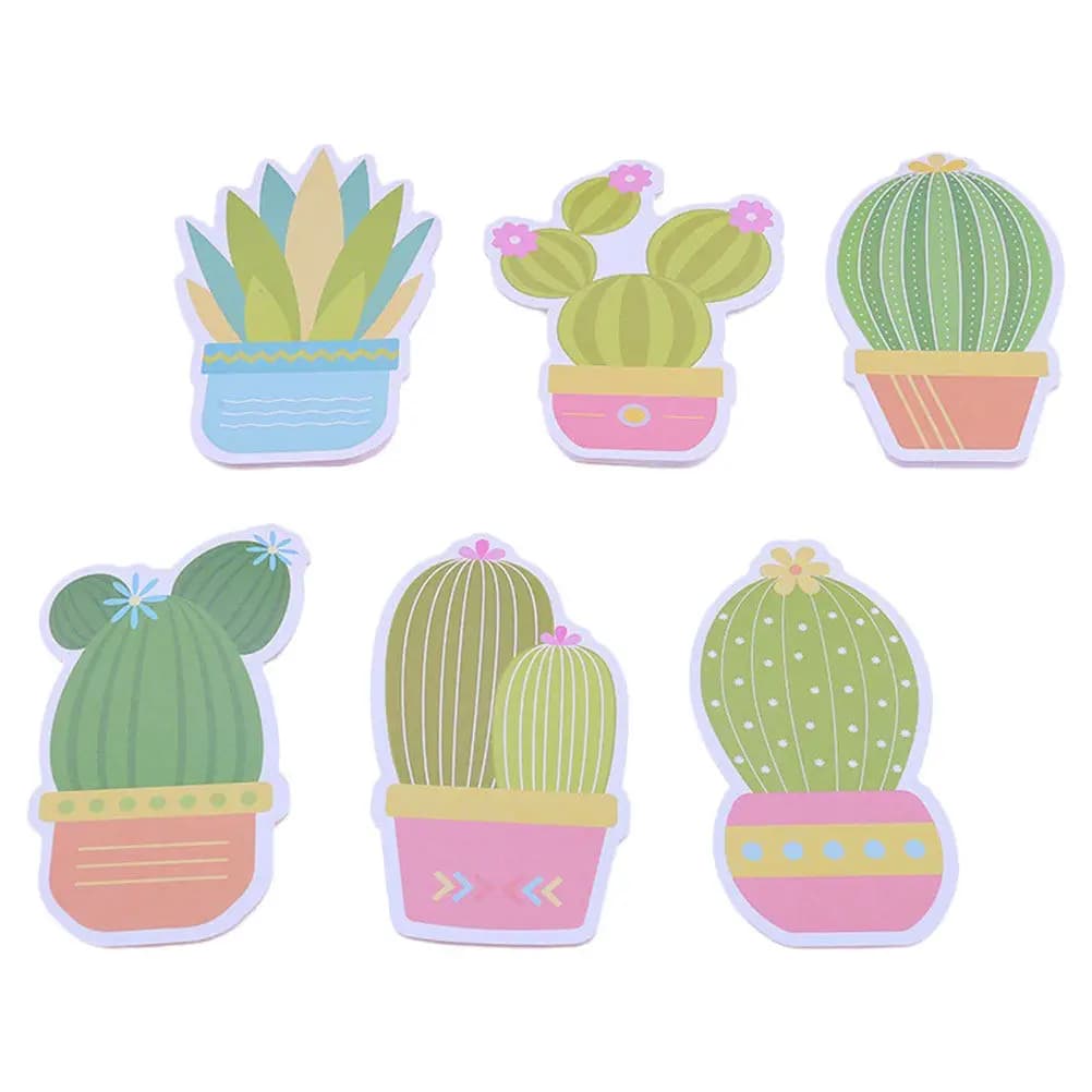 6 Blocchetti di Note Adesive a Forma di Cactus, Divertenti Articoli per Ufficio, Mini Quaderni per Scuola, Aula e Decorazione Scrivania, 30 Fogli Ciascuno