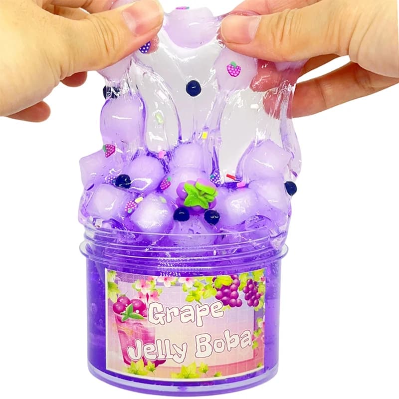 Kit Slime WJelly Cube Anti-Stress, Slime Croccanti con Glitter, Colla Cristallina, Slime Boba Trasparenti Ultra Morbidi Non Appiccicosi, Fango Cristallino alla Frutta