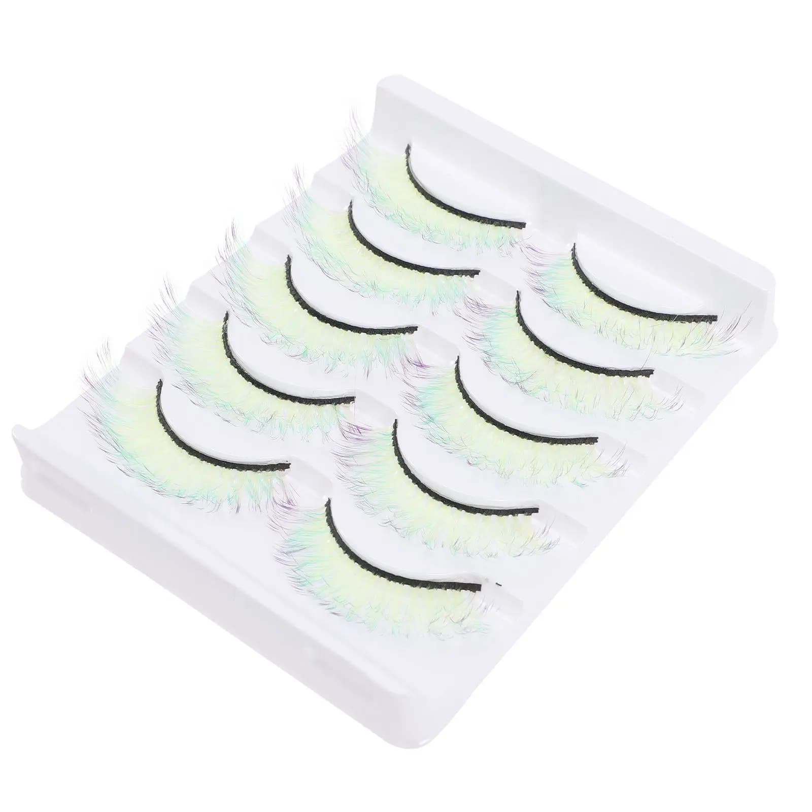 5 paia di ciglia finte fluorescenti, extension ciglia colorate dall'aspetto naturale per donne, ideali per feste, matrimoni, compleanni e serate fuori.