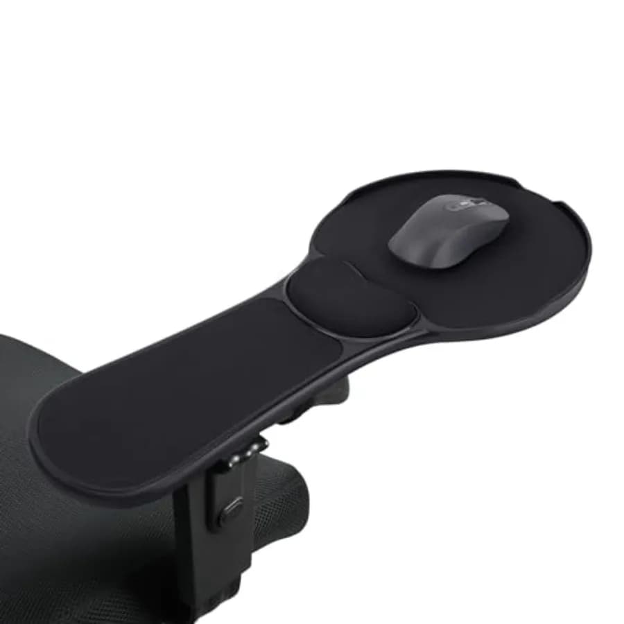 Tappetino per mouse ergonomico aggiornato con poggiabraccio per sedia, vassoio per mouse regolabile con cuscino per il polso, tappetino per mouse da bracciolo per sedia, nero