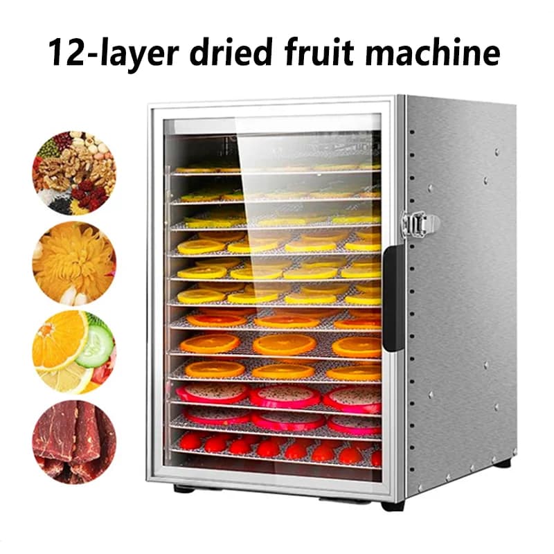 DIVEDEER Disidratatore alimentare commerciale in acciaio inossidabile a 12 livelli da 800 W Essiccatore per frutta, verdura, frutta secca e carne