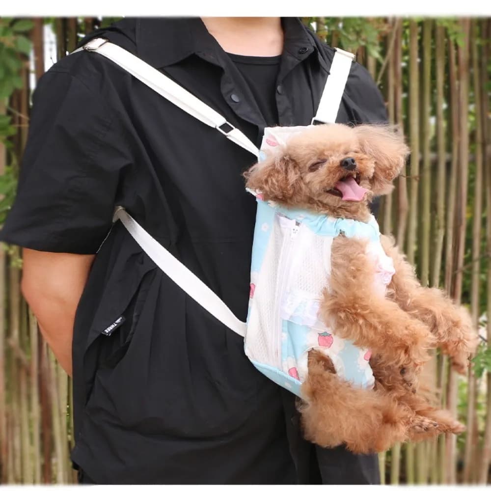Zaino per animali durevole e traspirante Cinghie regolabili Comodo marsupio per animali domestici Borsa stile borsa per cuccioli in poliestere Uso esterno