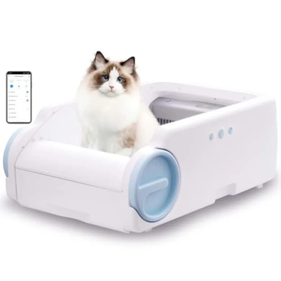 Lettiera Automatica per Gatti con Design Anti-Pizzicamento, Controllo Odori, Controllo Remoto tramite App e Struttura Aperta per un Utilizzo Senza Stress