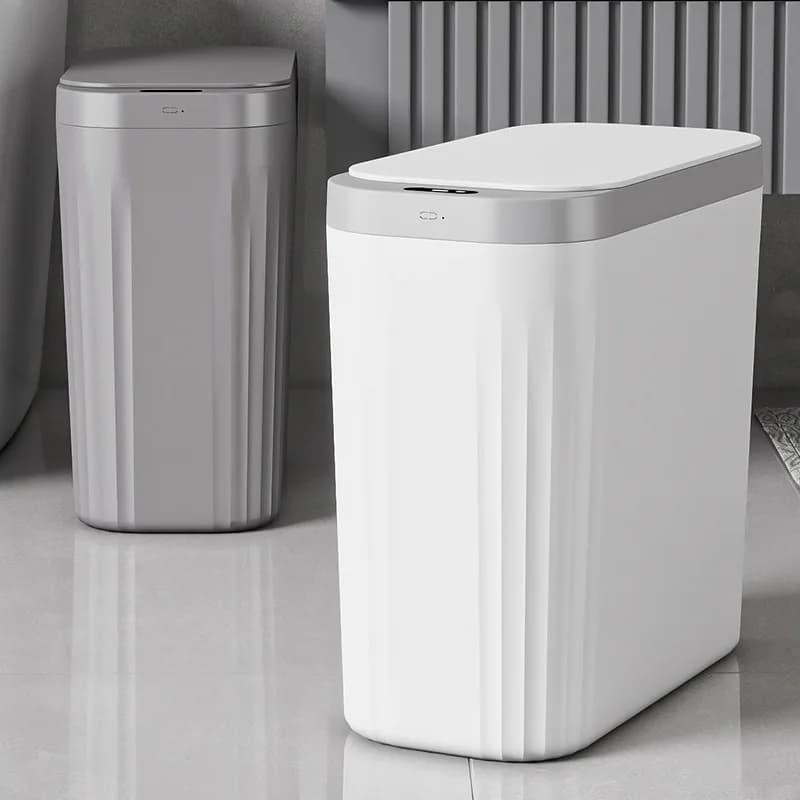 Bidone della spazzatura intelligente Cucina Bidoni dei rifiuti a induzione automatica Soggiorno moderno Bidone della spazzatura Semplice cestino di carta da bagno con coperchio