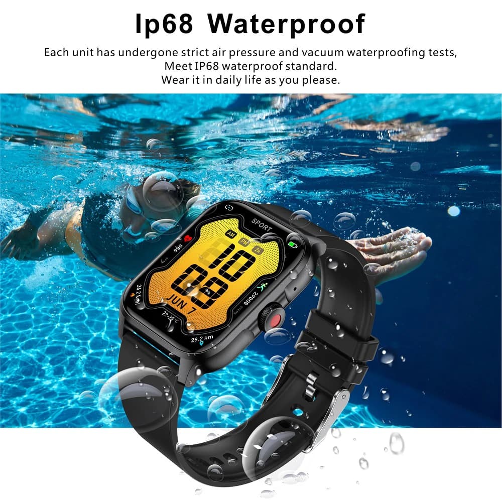 Sports Smartwatch for Men and Women, 1.85 Inch Display, Health Monitoring, Waterproof, Calls, Custom Dial