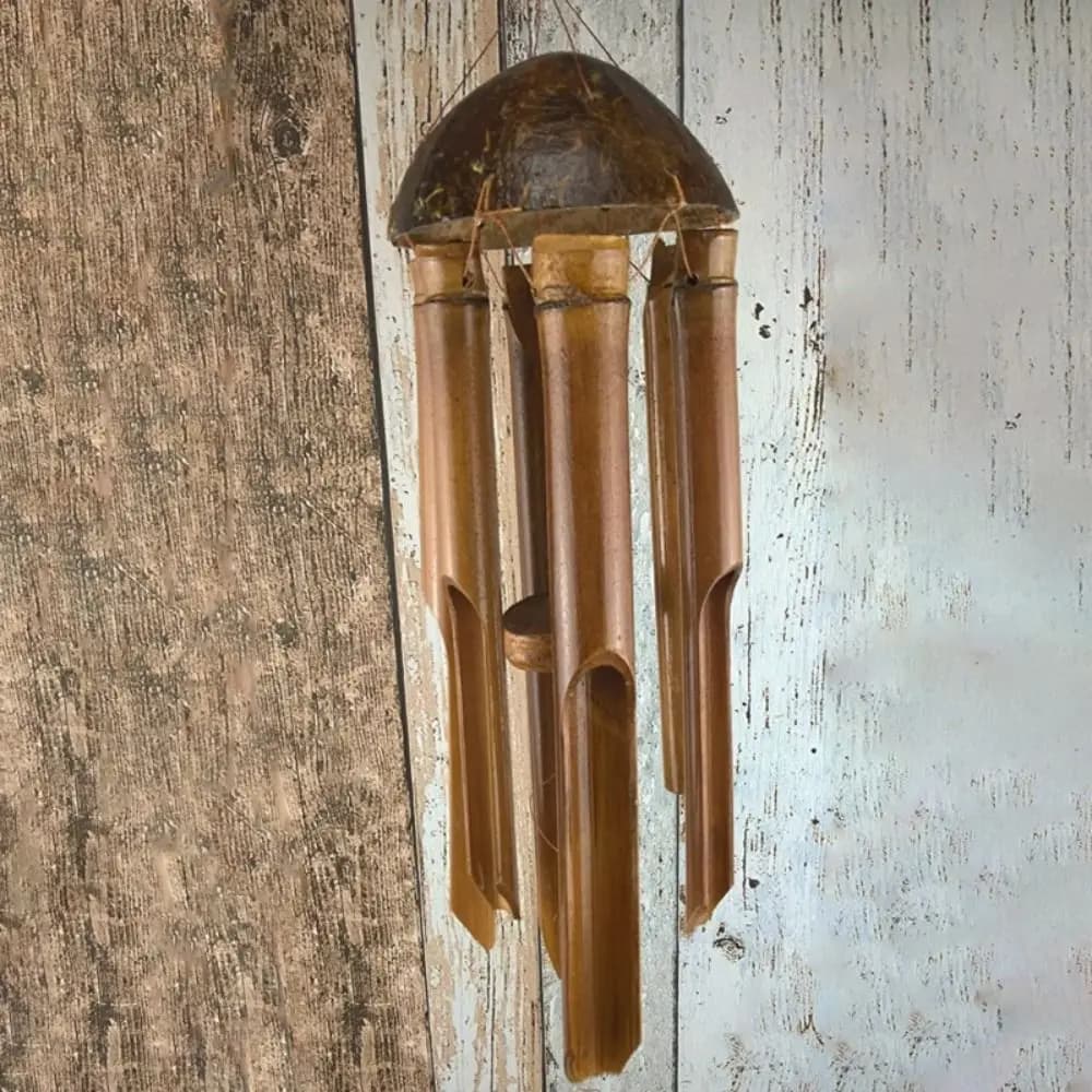 Bamboo Handmade Weather Resistance Coconut Head Outdoor Decoration Tea Room Door Pendant Handcrafted Gift Bell Tube Wind Chime