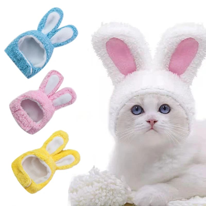 Cat Copricapo Berretto with cute rabbit ear for cats Hot hat for pets in plush Christmas cosplay tips Photoprop kitten cap for kittens Cat accessories