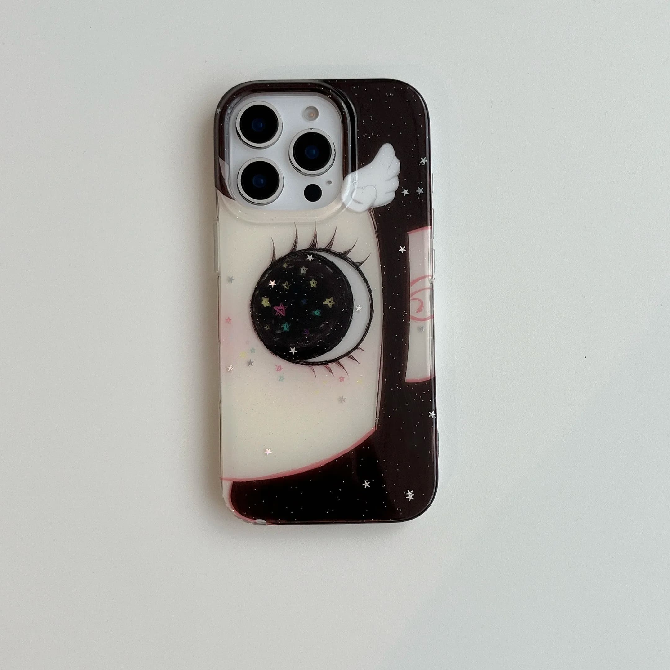 Cartoon INS Glittering Big Eyes Comic Girl Cute Dreamy Phone Case for iPhone 17 16 15 14 11 12 13 Pro Max Plus Back Cover