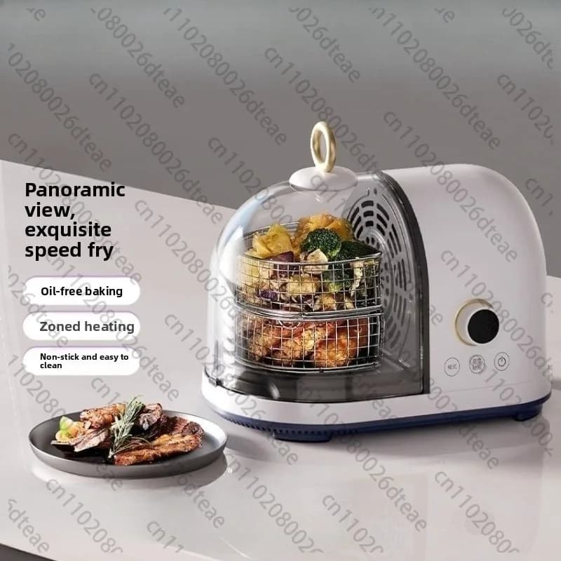 Friggitrice ad aria da 2 litri, piccola mini friggitrice elettrica multifunzione senza olio visiva domestica