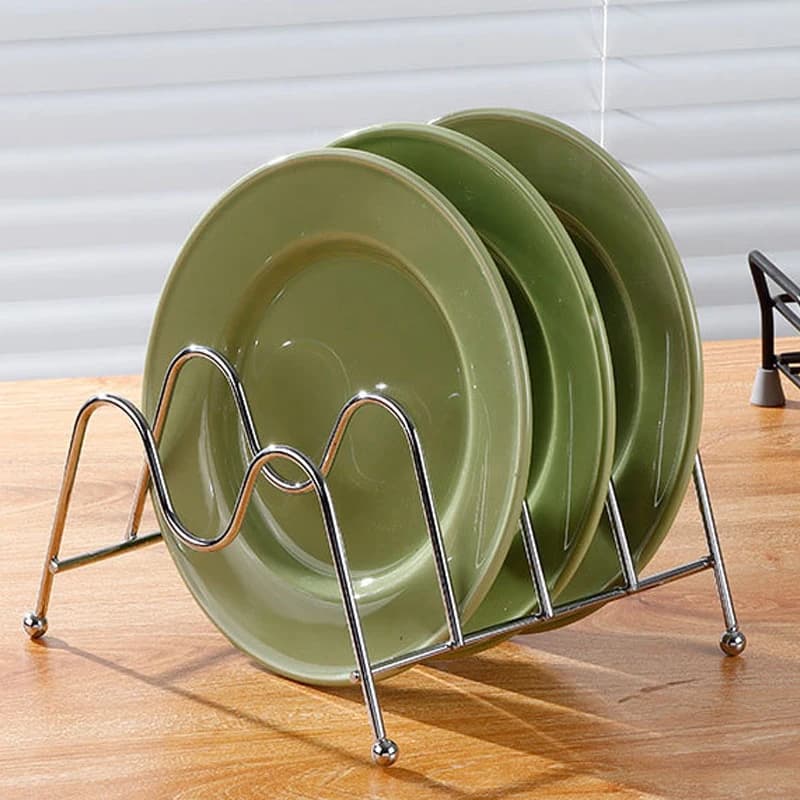 1pc a quattro strati in metallo con coperchio per pentola, tagliere, scaffale, portapiatti, organizer da cucina, materiale in acciaio inossidabile