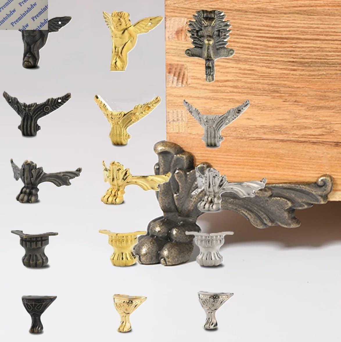12 Pezzi Piedini Angolari Protettivi in Zinco Anticato per Scatole di Gioielli, Oro, Bronzo, Argento, per Scatole Regalo, Scatole per Sigari, Custodie in Legno