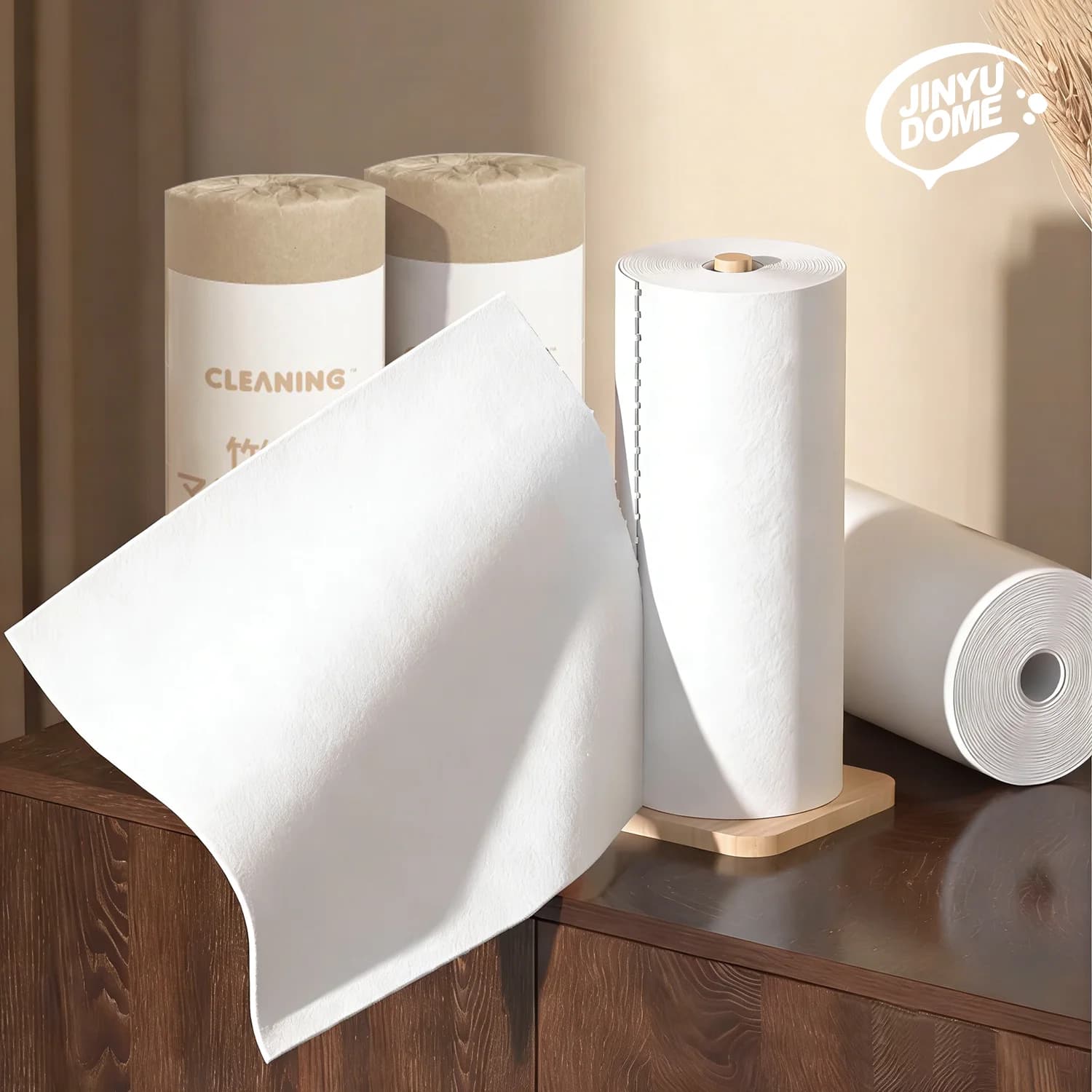 JINYUDOME 20pcs/Roll Bamboo Towels Reusable Washable Absorbent Dish Cloths for Home Kitchen Cleaning Paper Towel Alternative