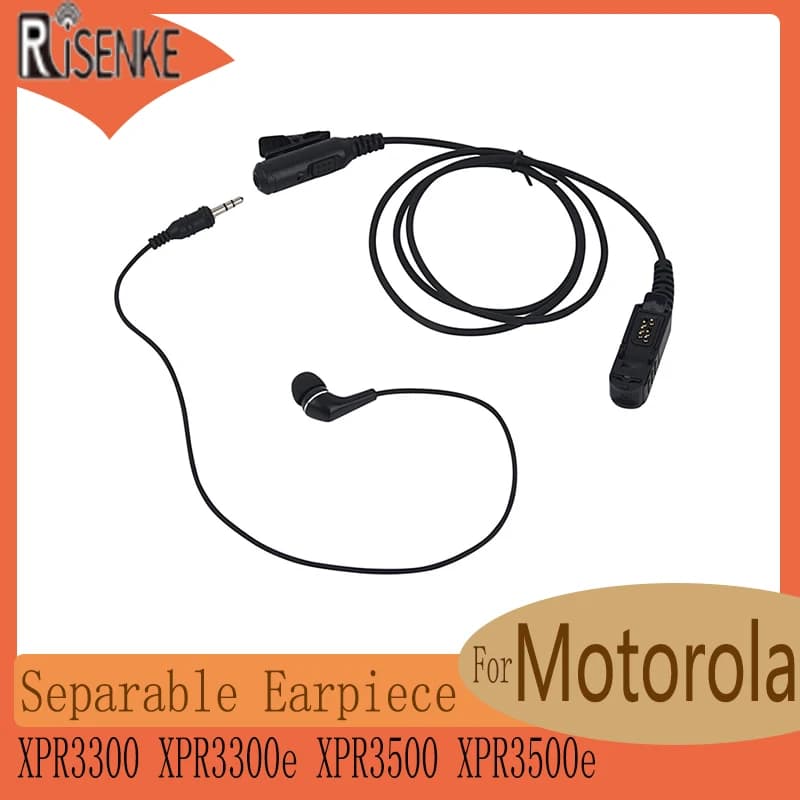 RISENKE Auricolare a 3.5 Audio per Motorola XPR3300,XPR3300e,XPR3500,XPR3500e Radio Walkie Accessori Auricolari, Separabile